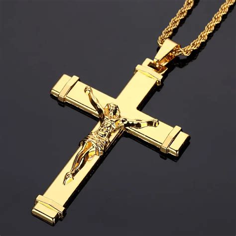 gold crucifix necklace men's|14 karat gold crucifix necklace.